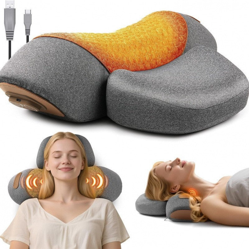 Amazon in-stock cervical pillow with English switch, neck protection massage pillow for sleeping, non-traction heating compress pillow - image 1