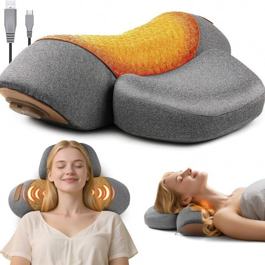 Amazon in-stock cervical pillow with English switch, neck protection massage pillow for sleeping, non-traction heating compress pillow - image 1