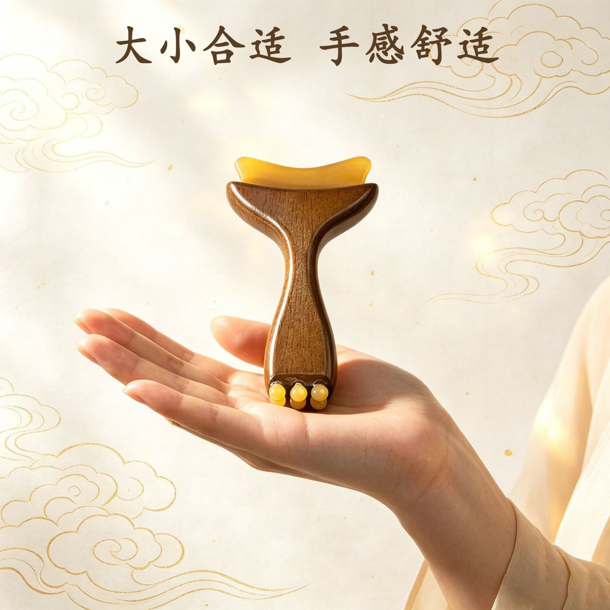 High-quality product: Ox Horn Zhuque Three-Pronged Tool, Eye Massage Stick, Facial Tendon Pulling Stick, Small Lotus Gua Sha Massage Stick - image 4