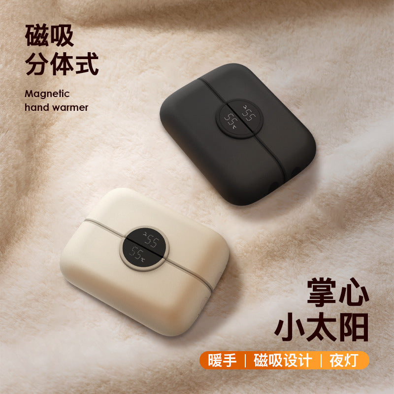 Cross-border digital display magnetic detachable hand warmer, mini portable 2-in-1 rechargeable handheld hand warmer - image 2