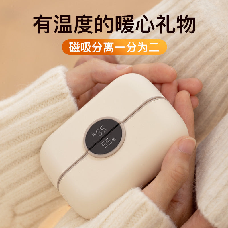 Cross-border digital display magnetic detachable hand warmer, mini portable 2-in-1 rechargeable handheld hand warmer - image 3