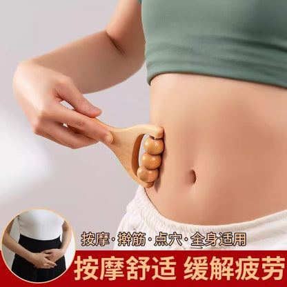 Wooden massager for foot massage, hand-held roller massager with slingshot handle for head, shoulder, neck, and waist massage and health care - image 1