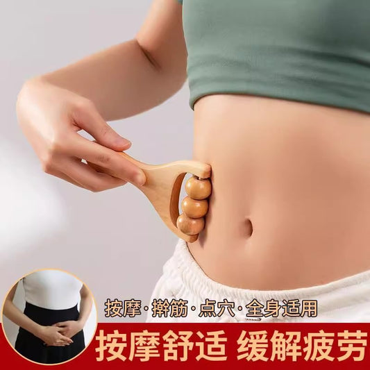 Wooden massager for foot massage, hand-held roller massager with slingshot handle for head, shoulder, neck, and waist massage and health care - image 1