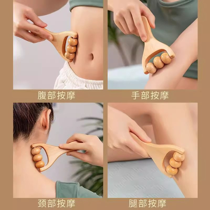 Wooden massager for foot massage, hand-held roller massager with slingshot handle for head, shoulder, neck, and waist massage and health care - image 3