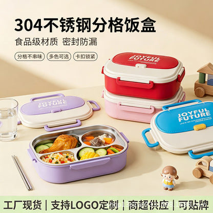304 stainless steel divided lunch box, portable lunch box for office workers, microwaveable heating lunch box, home-use insulated lunch box - image 1