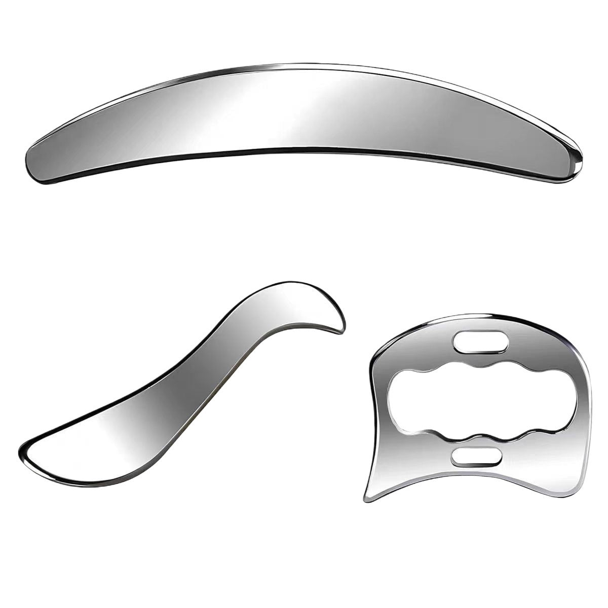 Stainless steel 3-piece fascia knife set for muscle tissue release, scraping and massage, fascia knife for facial use - image 5