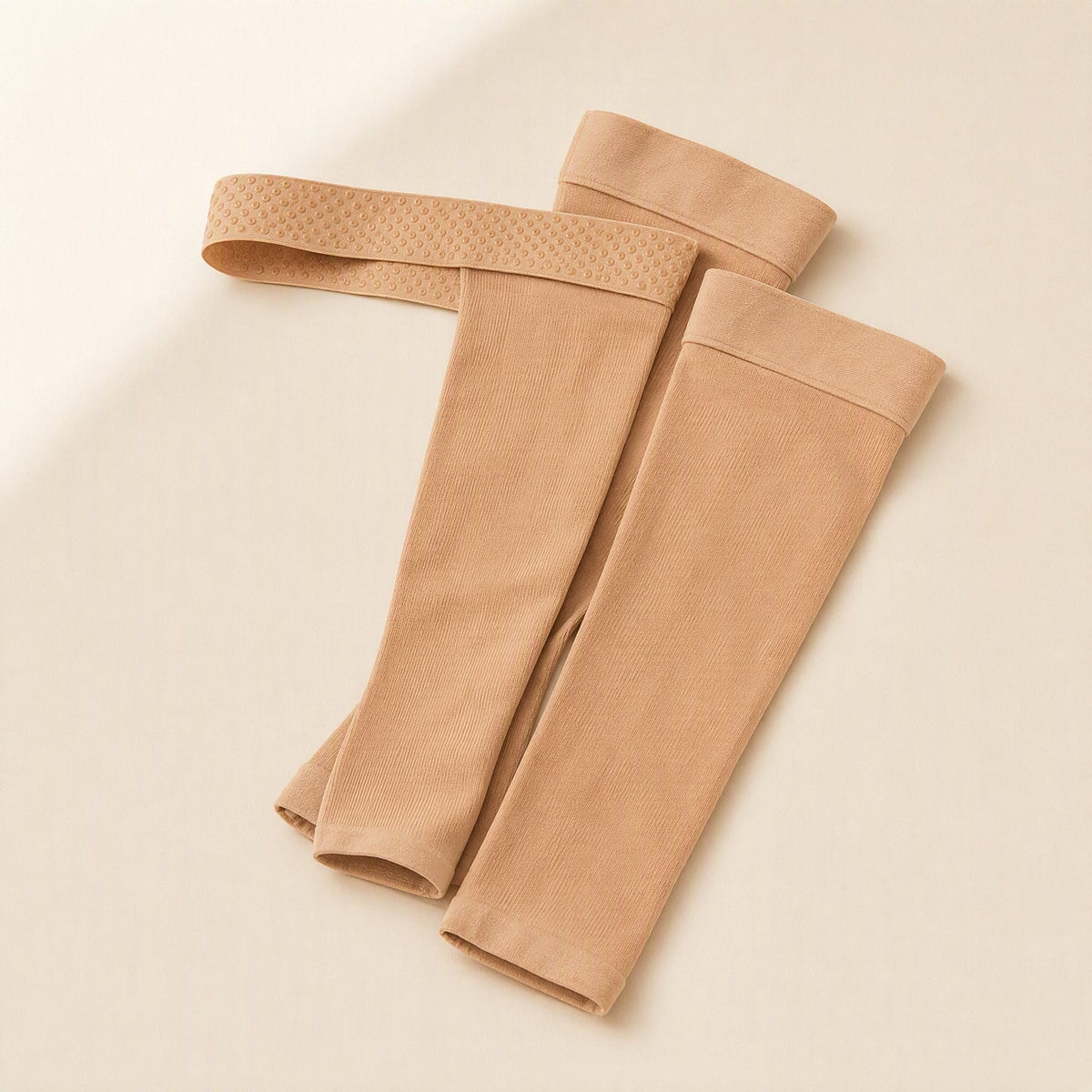 High-top nylon compression stockings with a solid-color design - view 3