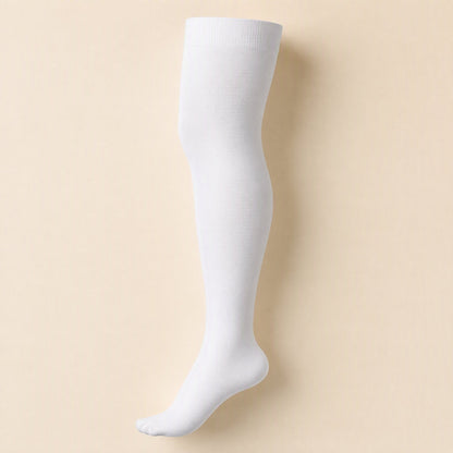 High-top nylon compression stockings with a solid-color design - view 4