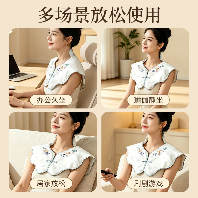 Shoulder and neck heating pad, electrically heated, embroidered cloud-shaped shoulder shawl with mugwort, herbal soothing neck wrap for home use, moxibustion ne - image 4