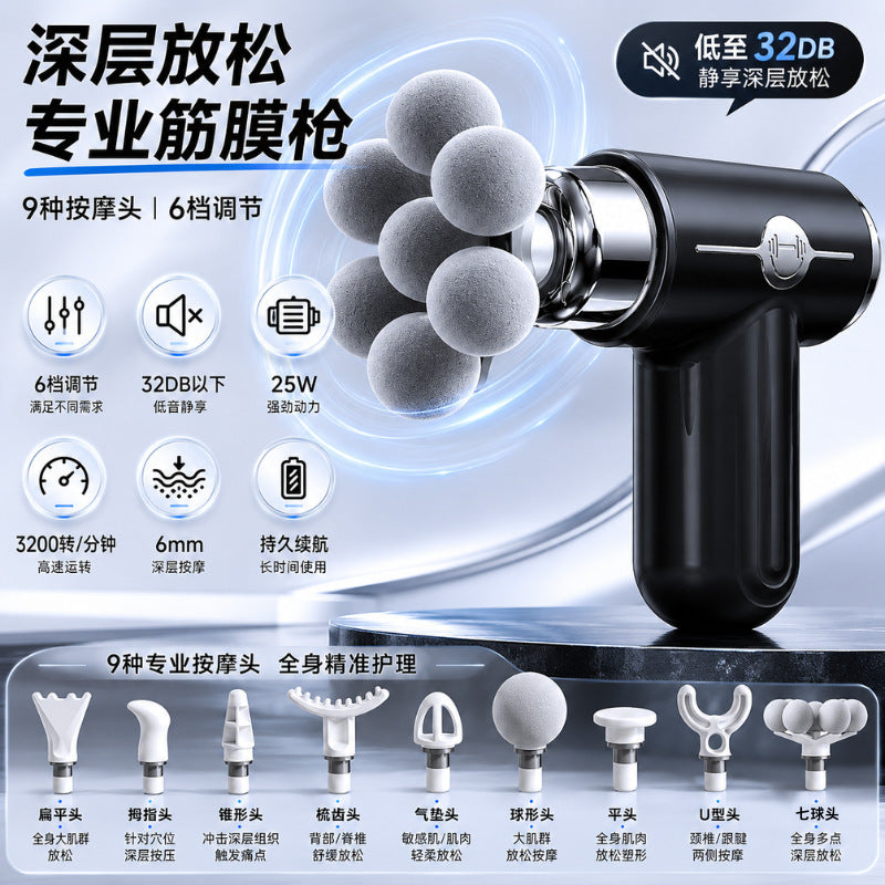 Cross-border three-head fascia gun mini fitness vibration massage gun electric massager modified neck fascia gun gift wholesale - image 4