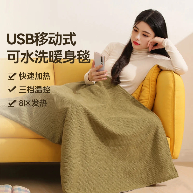 Electric Heating Graphene Shawl, Washable, for Home and Office, Heated Outdoor Blanket, Warm Fleece Cape for Thermal Protection - image 2