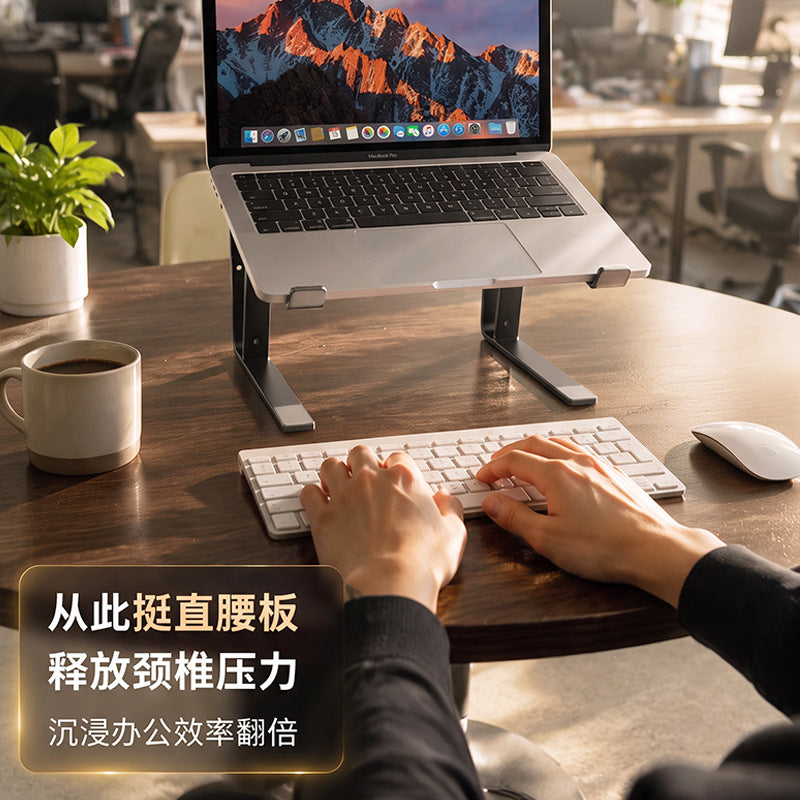 New laptop stand with double-layer height adjustment, can hold a keyboard, detachable, desktop storage, heat dissipation, tiltable design - image 3