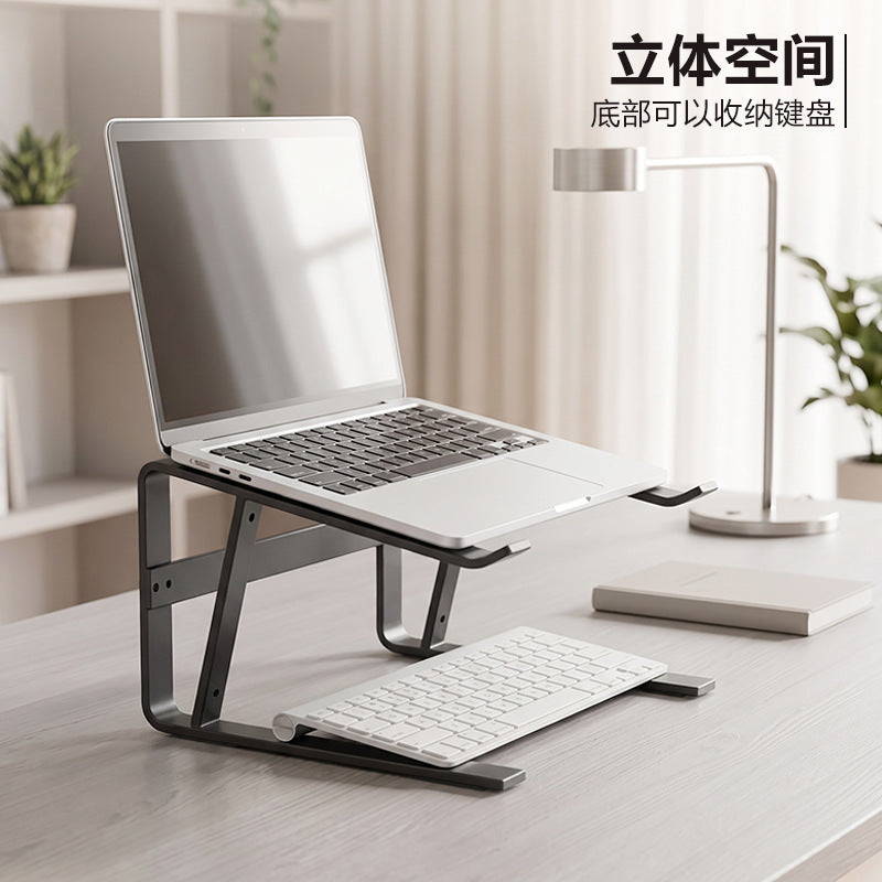 New laptop stand with double-layer height adjustment, can hold a keyboard, detachable, desktop storage, heat dissipation, tiltable design - image 4