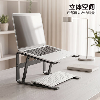 New laptop stand with double-layer height adjustment, can hold a keyboard, detachable, desktop storage, heat dissipation, tiltable design - image 4