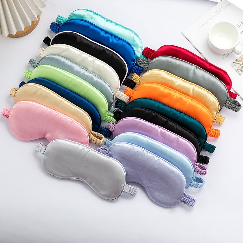 Cross-border double-sided faux silk blackout sleep mask, elastic travel nap mask, printed airline eye mask wholesale - image 1