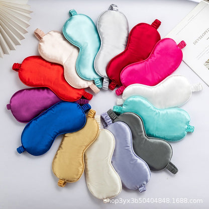 Cross-border double-sided faux silk blackout sleep mask, elastic travel nap mask, printed airline eye mask wholesale - image 2