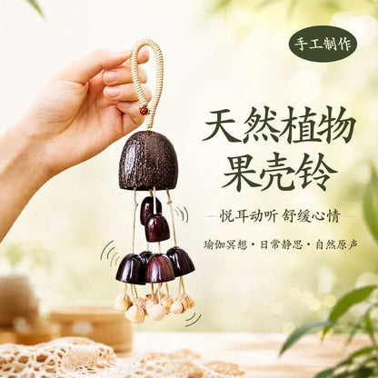 Natural coconut shell bell, coconut shell pendant, accompaniment hanging ornament, sound therapy meditation hand bell, plant fruit wind chime hanging string - image 2