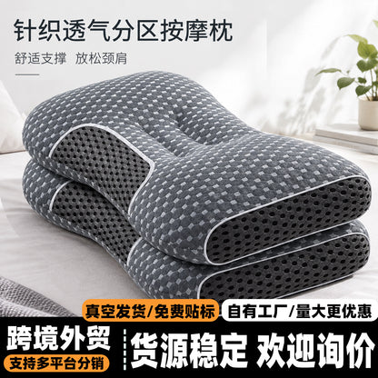 Directly from the manufacturer: neck support massage pillow for sleep aid, non-collapsing deep sleep pillow, spa knitted full-head pillow core for home use - image 1