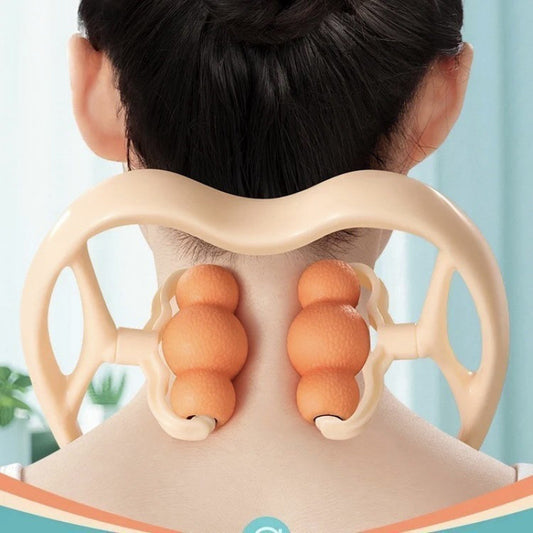 Manual neck massager with multiple rollers, rotatable for shoulder, neck, legs, and abdomen, home-use relaxation massager - image 1