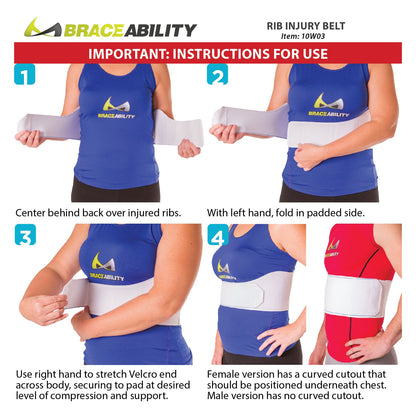 Rib Compression Wrap | Injury Belt and Chest Binder Brace for Sore, Bruised or Broken Ribs Recovery