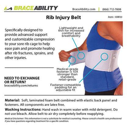 Rib Compression Wrap | Injury Belt and Chest Binder Brace for Sore, Bruised or Broken Ribs Recovery