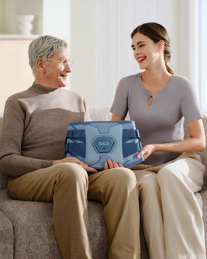 SKG Heated Lumbar Support Massager Belt with 4 Massage Nodes, 3 Heat Levels & Rechargeable Battery QS300
