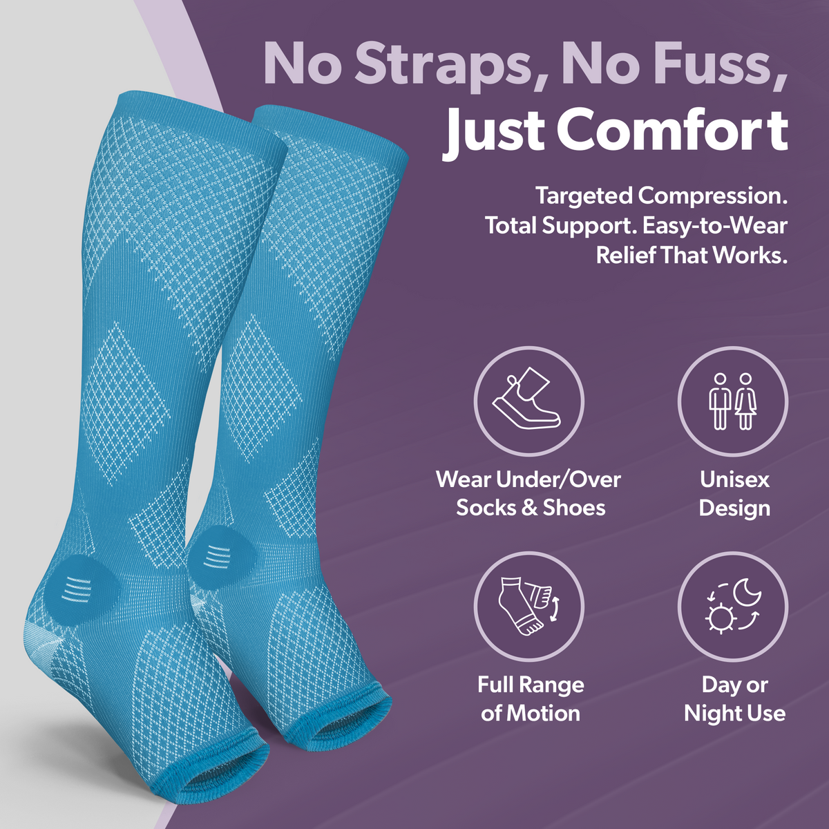 Compression Socks for Circulation - 20-30 mmHg Knee High Neuropathy Open Toe Stockings for Men or Women (Pair)