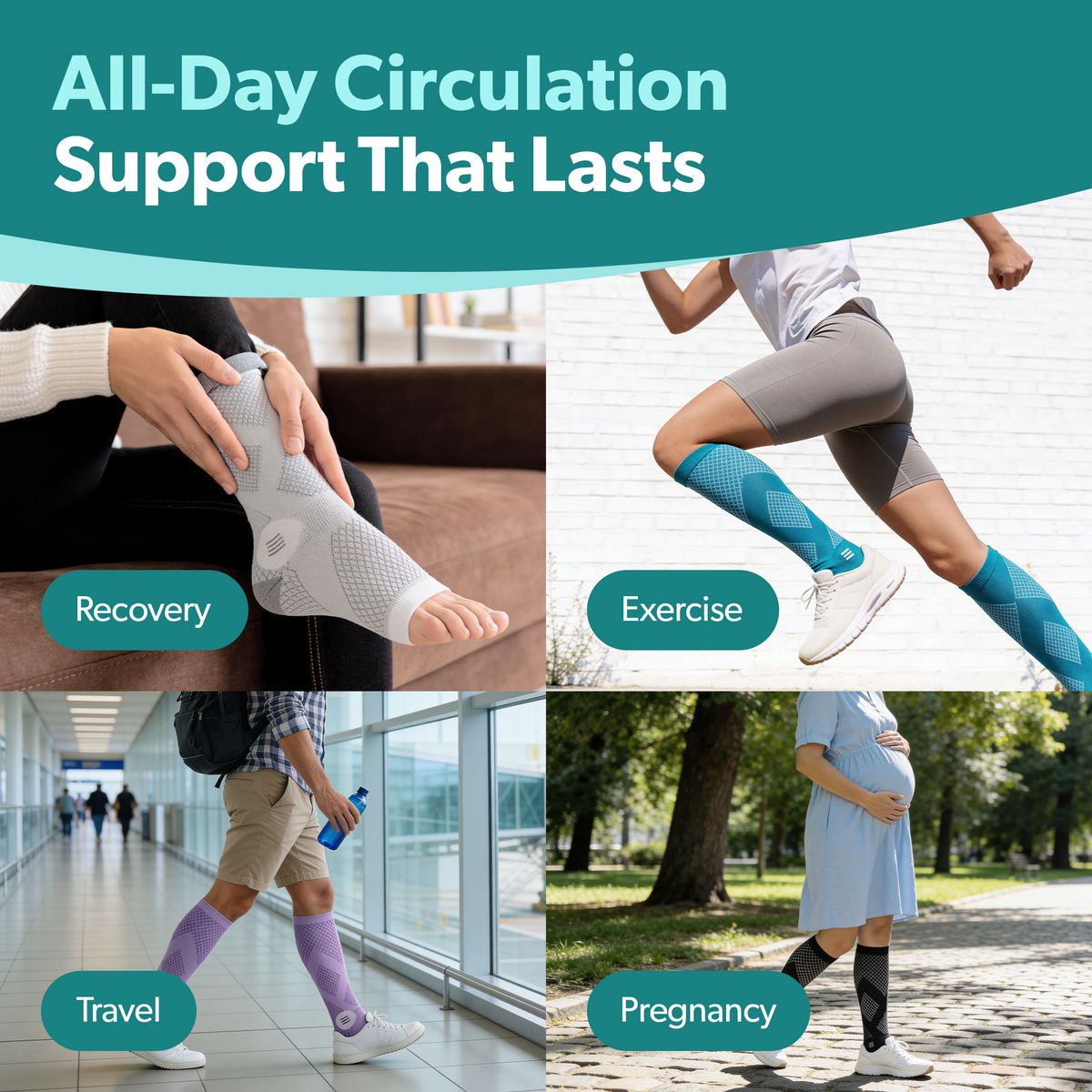 Compression Socks for Circulation - 20-30 mmHg Knee High Neuropathy Open Toe Stockings for Men or Women (Pair)