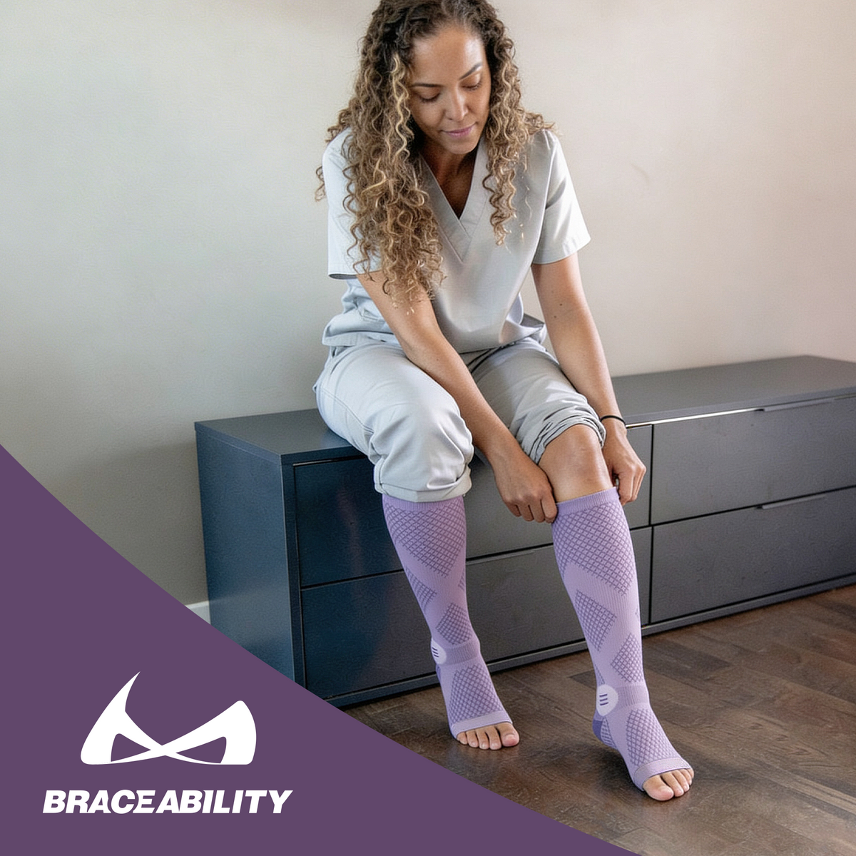 Compression Socks for Circulation - 20-30 mmHg Knee High Neuropathy Open Toe Stockings for Men or Women (Pair)