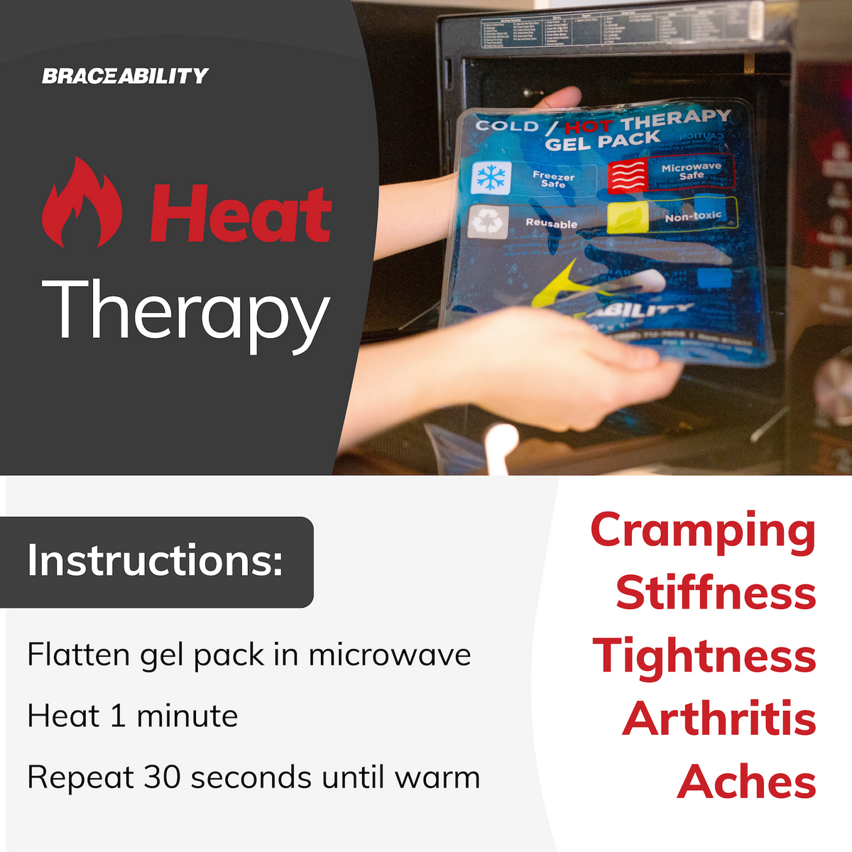 6.5" x 9.5" Cold and Hot Therapy Gel Pack - Reusable Ice Wrap and Heat Pad for Back, Hip, or Shoulder Injury Recovery