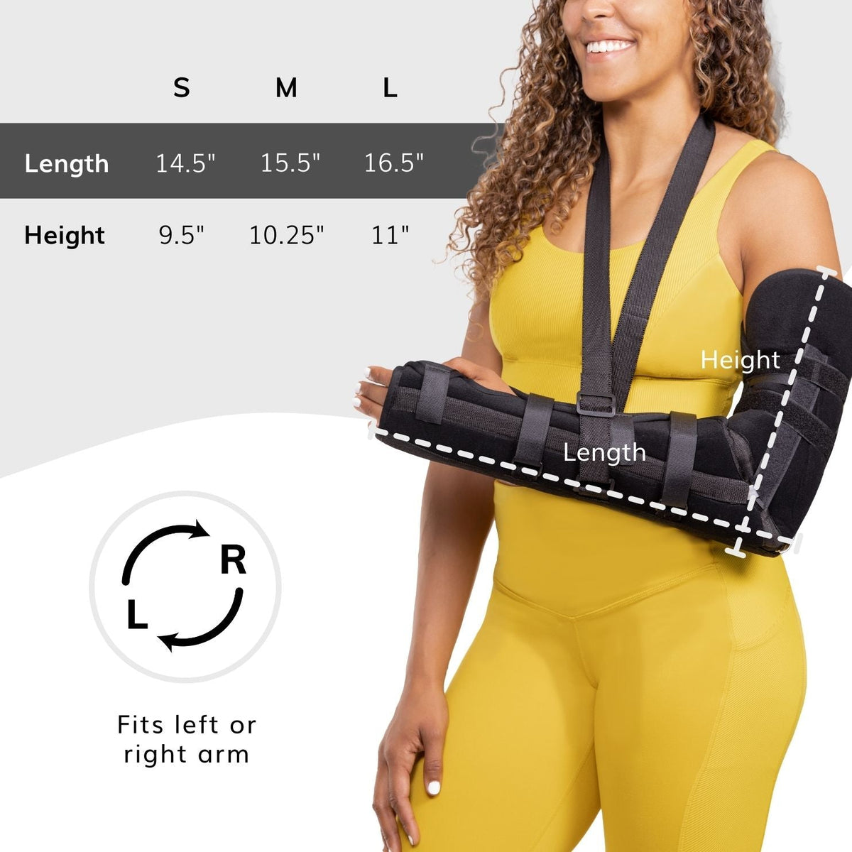 Posterior Long Arm Splint | Elbow Immobilizer Forearm Brace for Fracture Pain Relief With Support Sling
