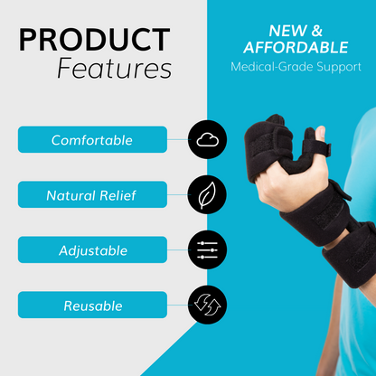 Resting Hand Splint | Day or Night Soft Wrist and Finger Immobilizer Brace for Surgery or Stroke Recovery