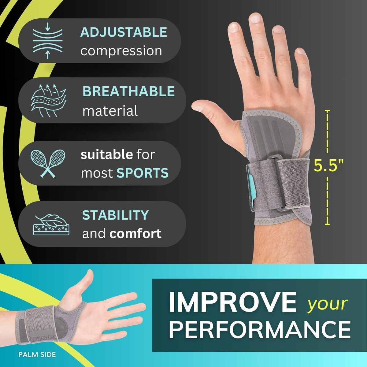 Sports Wrist Support Brace - Tennis and Pickleball Wrist Pain Relief for Tendonitis, Sprains, and Arthritis