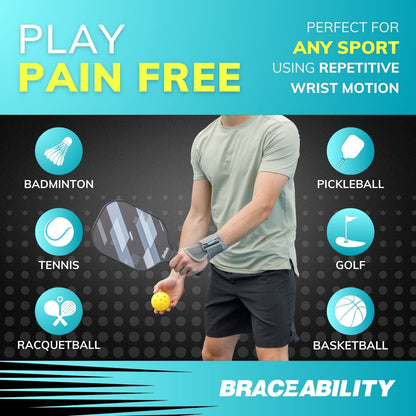 Sports Wrist Support Brace - Tennis and Pickleball Wrist Pain Relief for Tendonitis, Sprains, and Arthritis