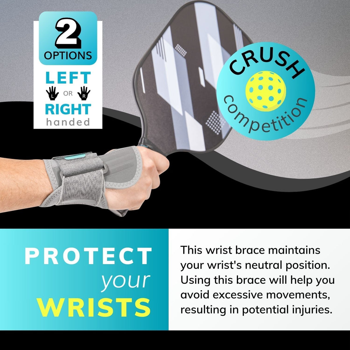 Sports Wrist Support Brace - Tennis and Pickleball Wrist Pain Relief for Tendonitis, Sprains, and Arthritis