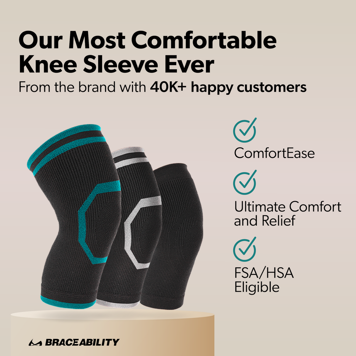 ComfortEase Knee Compression Sleeve for Everyday Wear - Support Brace for Bursitis, Arthritis, and Knee Pain Relief