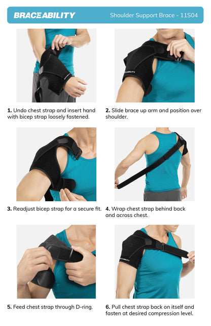 Shoulder Support Brace | Compression Sleeve for Torn Rotator Cuff, Impingement Pain, Labrum Tears, and Bursitis