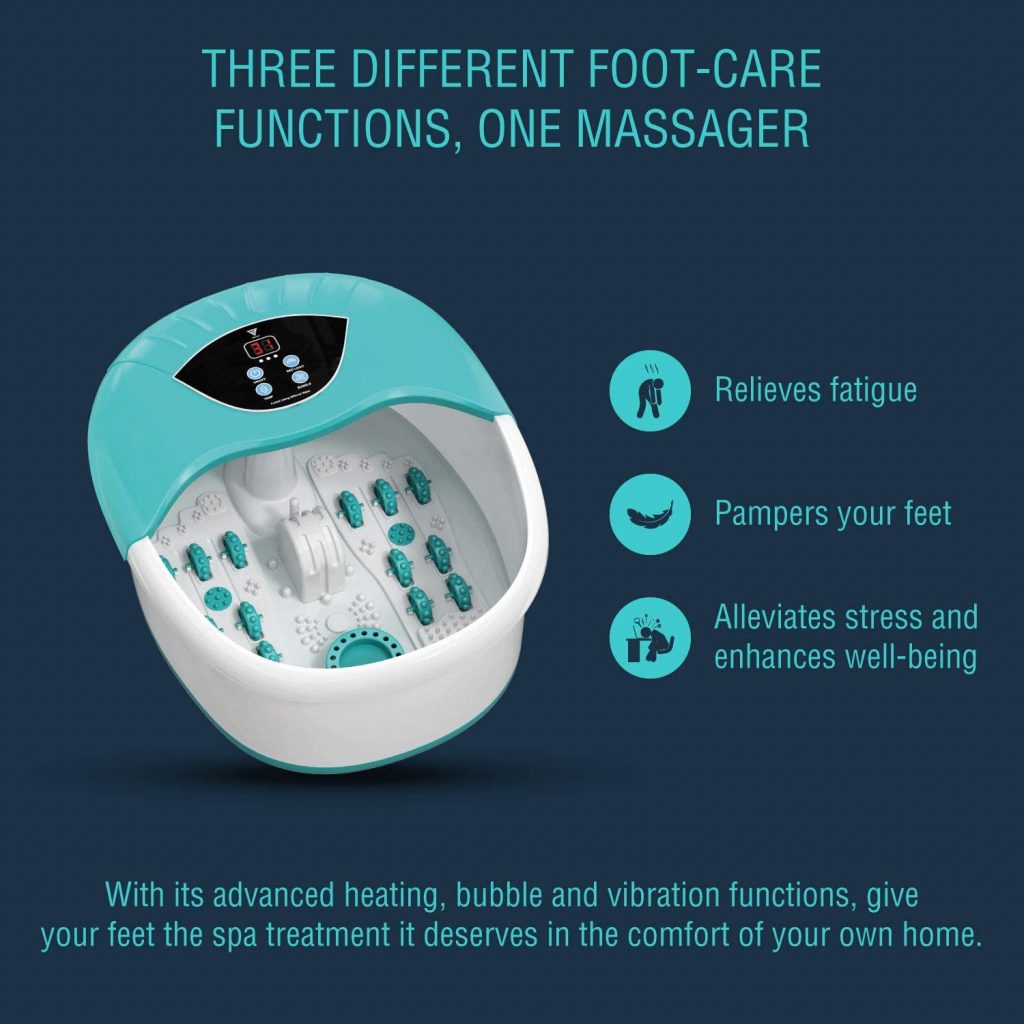 New 5-in-1 Foot Spa and Bath Massager with Heat – Stress Relief, Bubbles, Vibration, and Massage Rollers | Model 1224FS