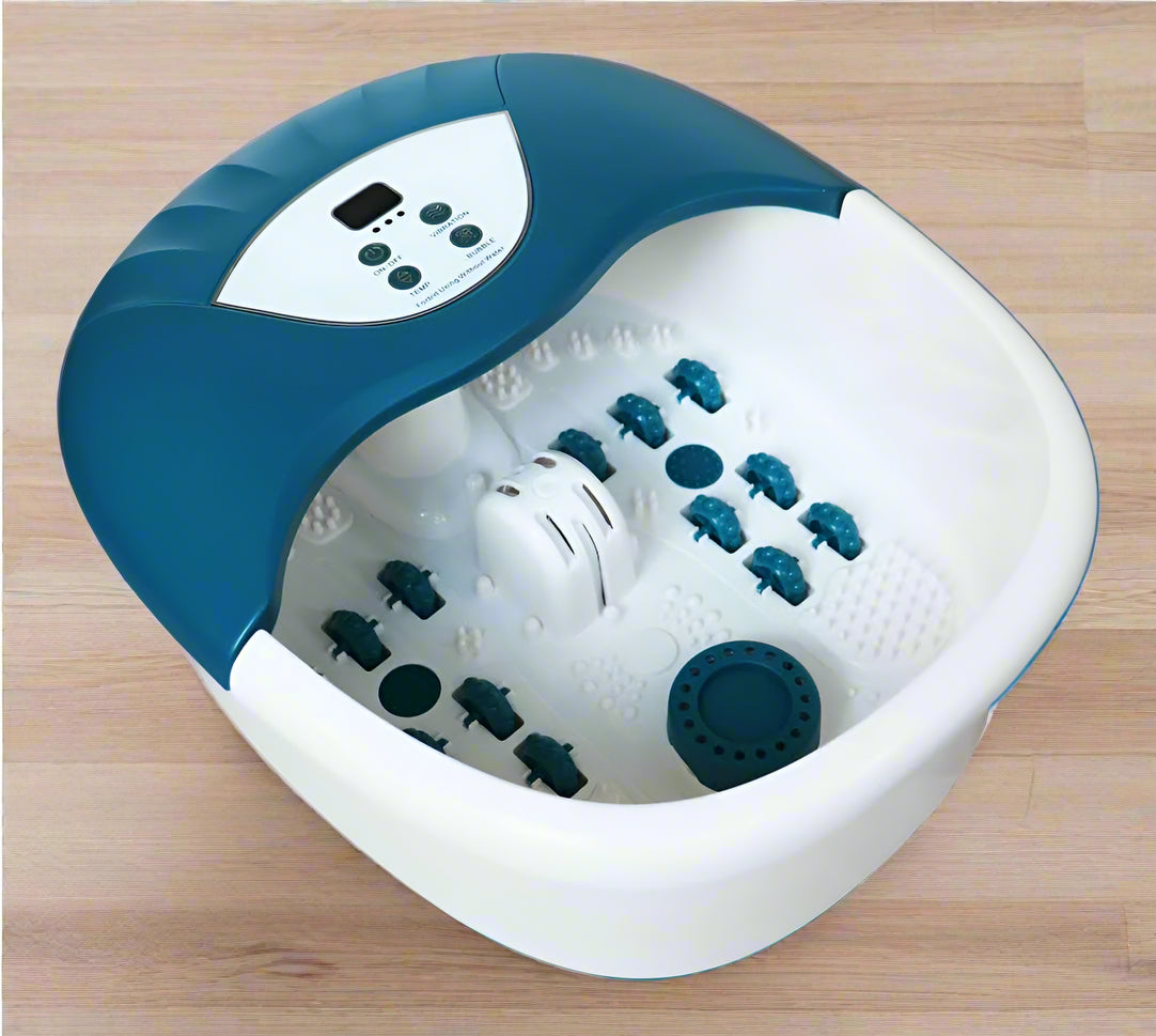 New 5-in-1 Foot Spa and Bath Massager with Heat – Stress Relief, Bubbles, Vibration, and Massage Rollers | Model 1224FS