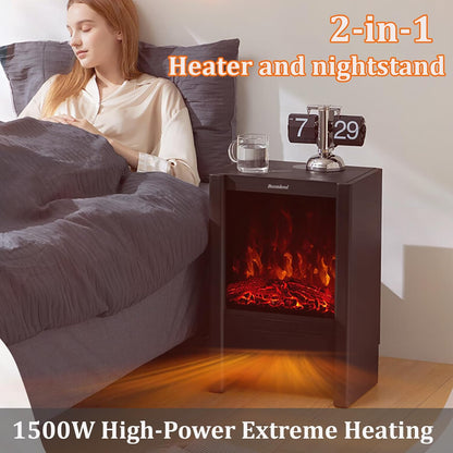 1500W Indoor Electric Space Heater with 3D Flame Effect – Portable Fireplace Heater with Remote & ECO Mode