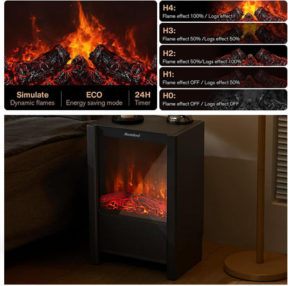 1500W Indoor Electric Space Heater with 3D Flame Effect – Portable Fireplace Heater with Remote & ECO Mode