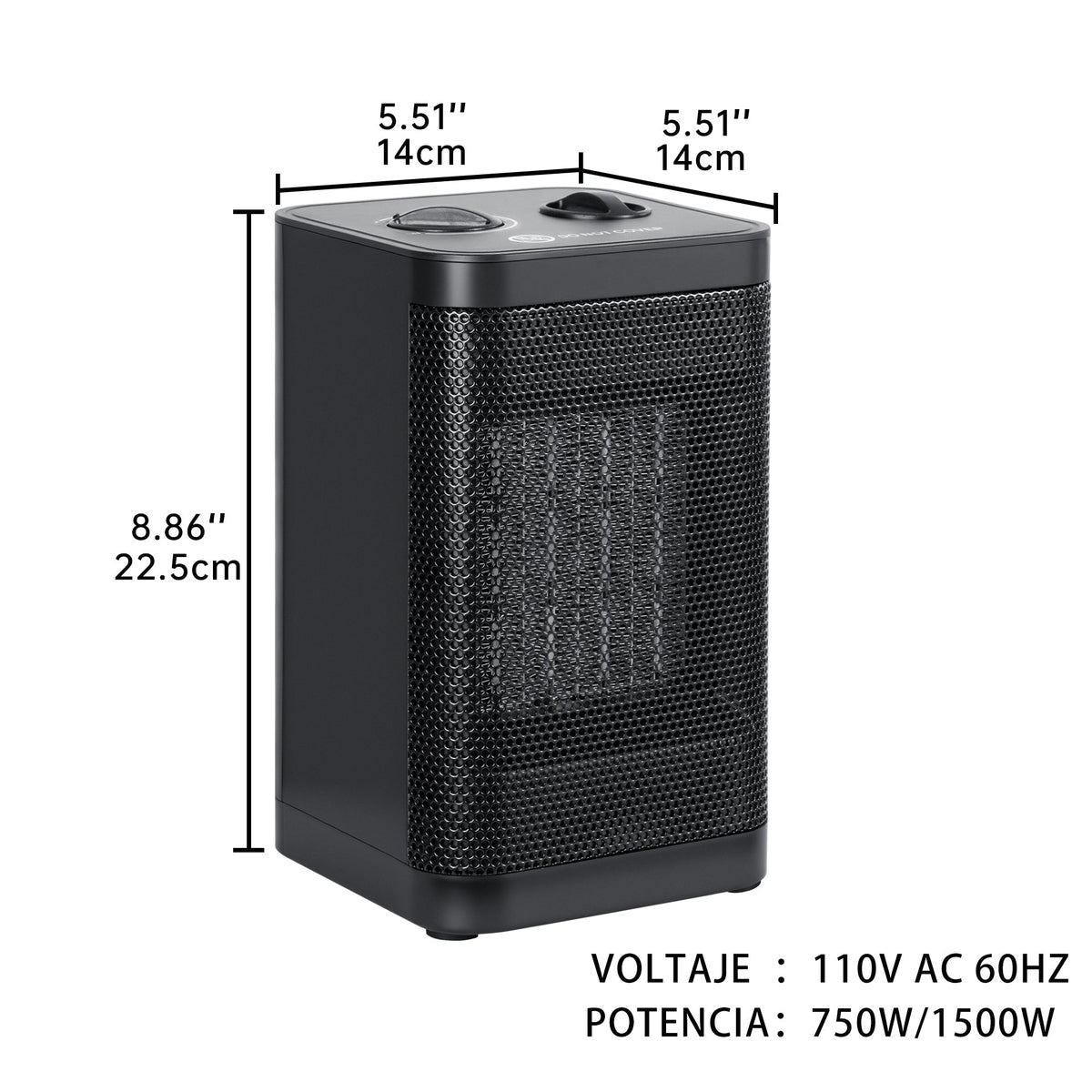 1500W Portable Space Heater – Fast Heating Ceramic Mini Heater with Adjustable Thermostat & Tip-Over Protection – AMSWH06M