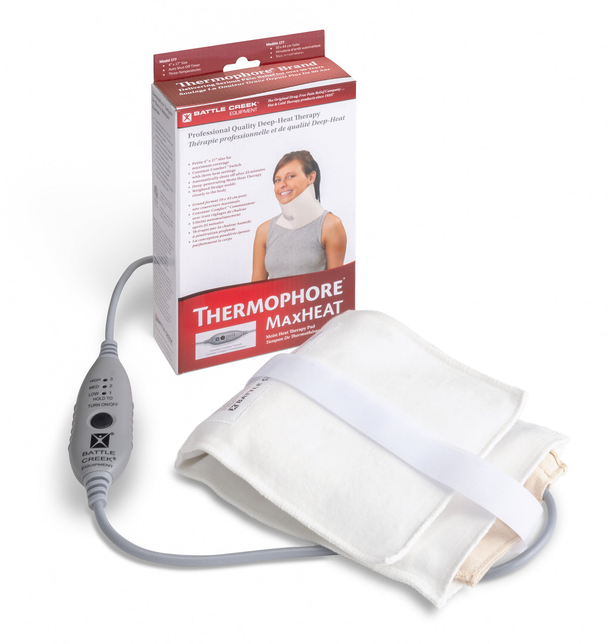 Thermophore MaxHEAT Model 177 — Petite 4"x17" Moist Heating Pad | Neck, Knee & Shoulders