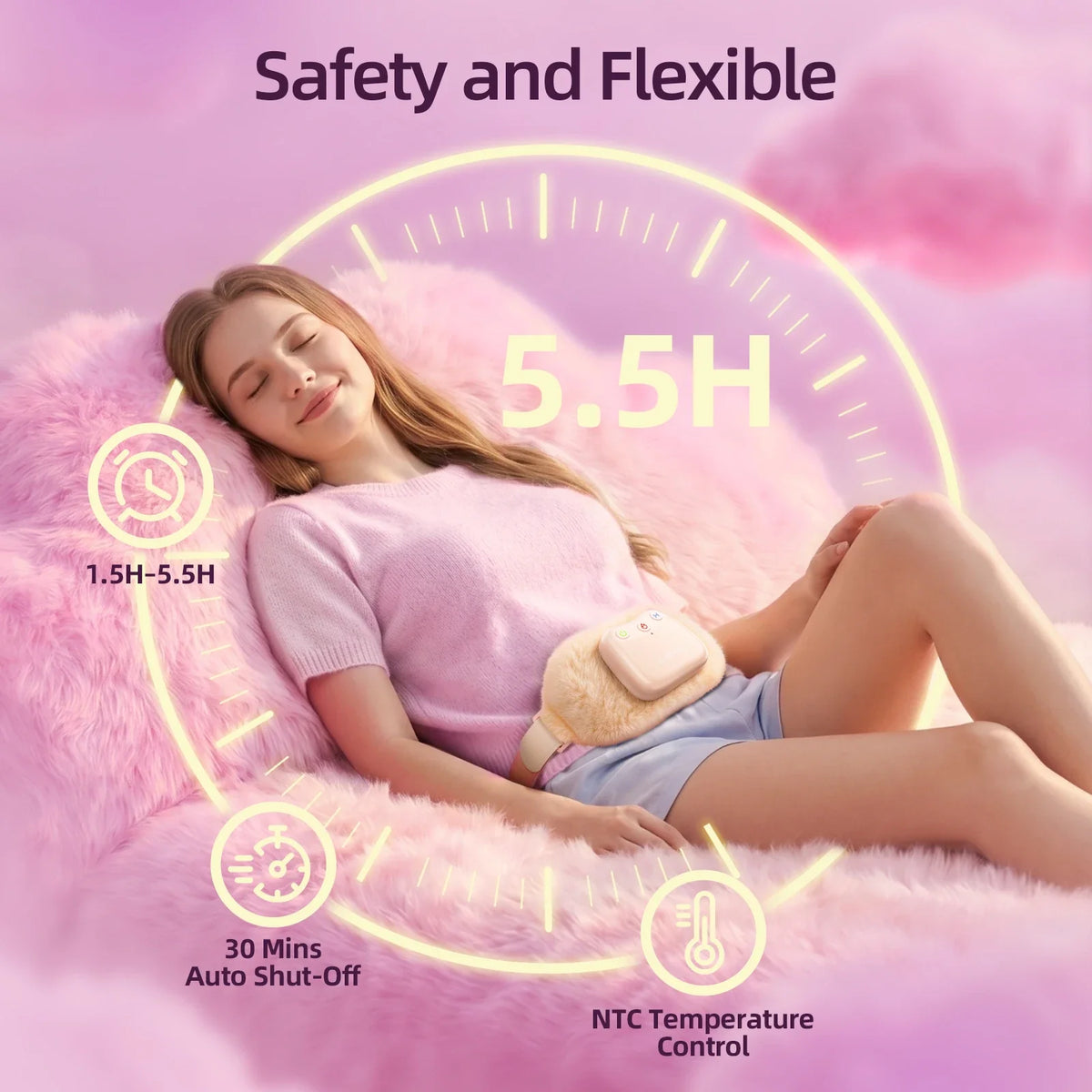 Soft Portable Heating Pad for Period Cramps Menstrual Cordless