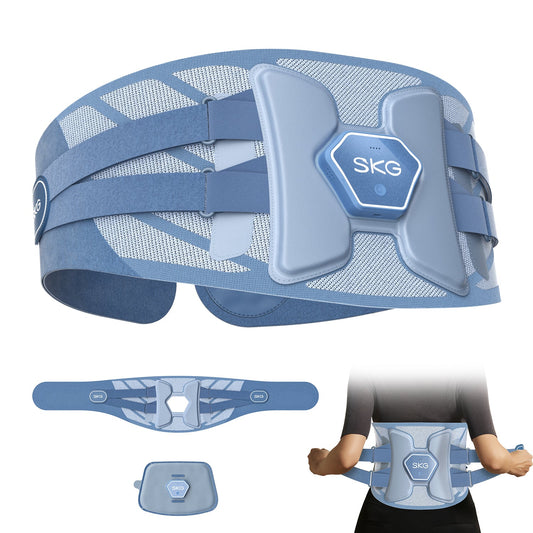 SKG Heated Lumbar Support Massager Belt with 4 Massage Nodes, 3 Heat Levels & Rechargeable Battery QS300