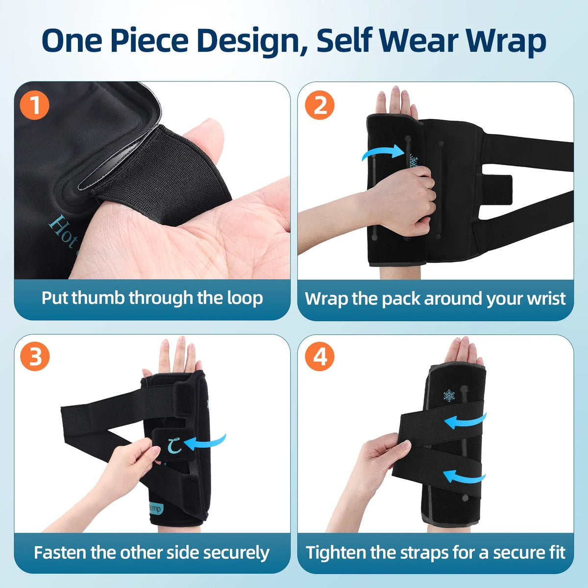1-Pack Wrist Ice Pack Wrap | Reusable Hot Cold Therapy for Wrist Pain Relief