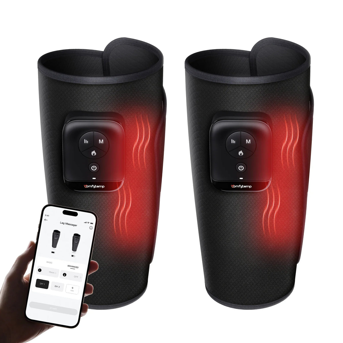 Portable Air Compression Calf Massager with Heat, 2Pack
