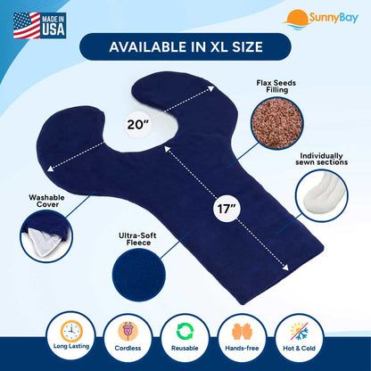 Microwavable Neck Shoulder Heating Pad For Upper Back, Size Extra Large, Blue