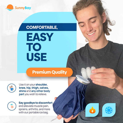 Large Ice Bag with Strap - Add Ice or Hot Water - Hot Cold Therapy