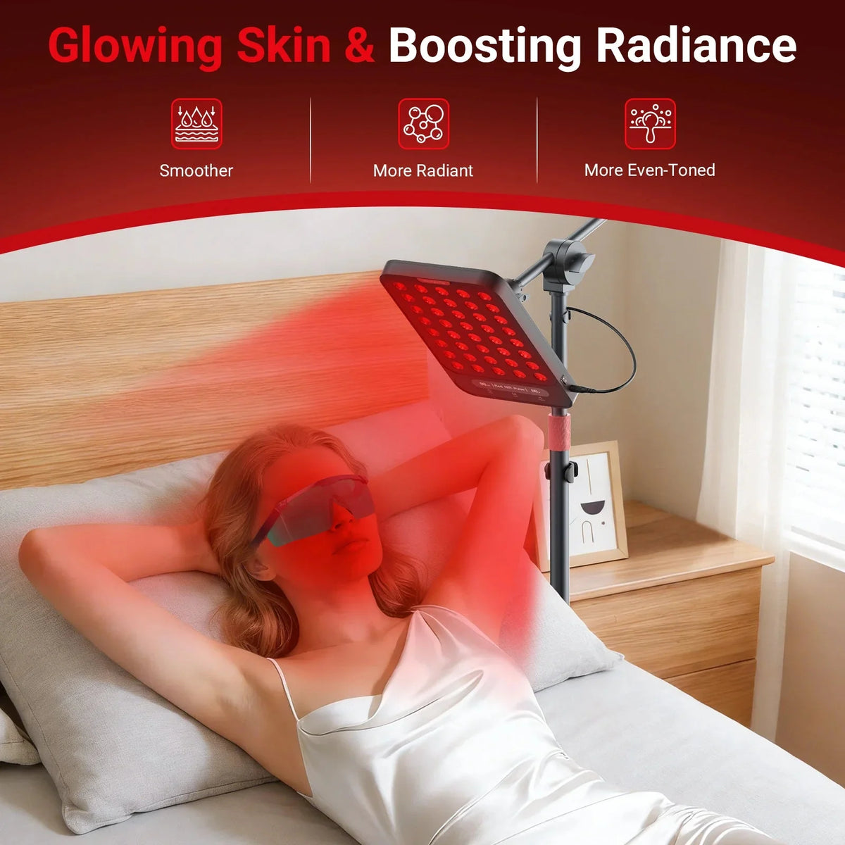 55W Smart App-Controlled Red Light Therapy Panel for Pain Relief and Recovery